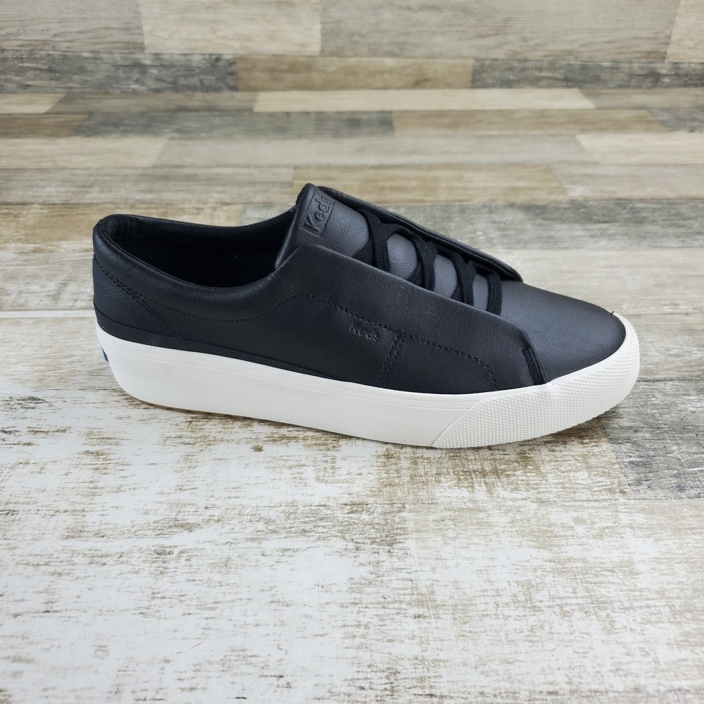 Keds Remi Womens Shoes Sz 8.5 Black Leather Low Top Casual Comfort Sneakers